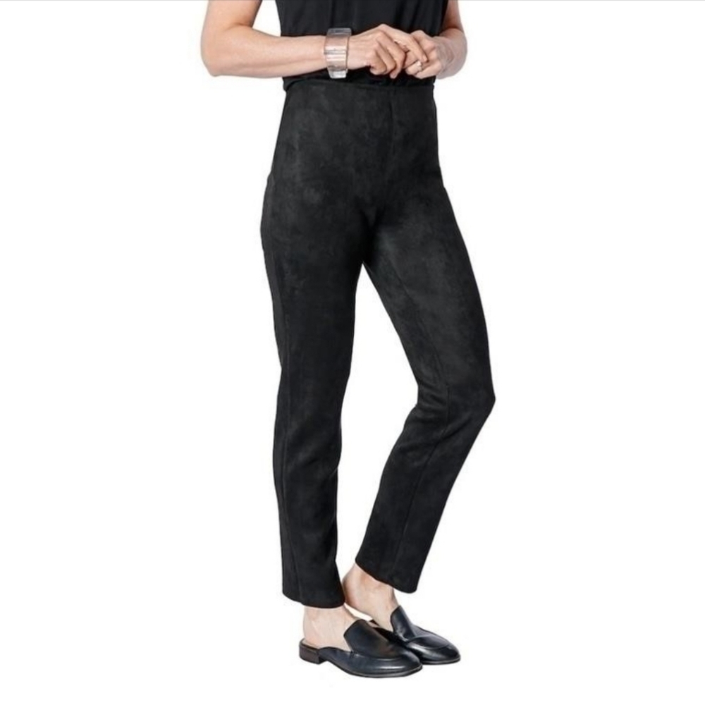 MarlaWynne Faux Suede Straight Leg Pants Size 16 | Luxury Stretch Designer Style